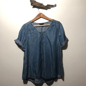 {Lucky Brand} Tencel Lace-up Blouse